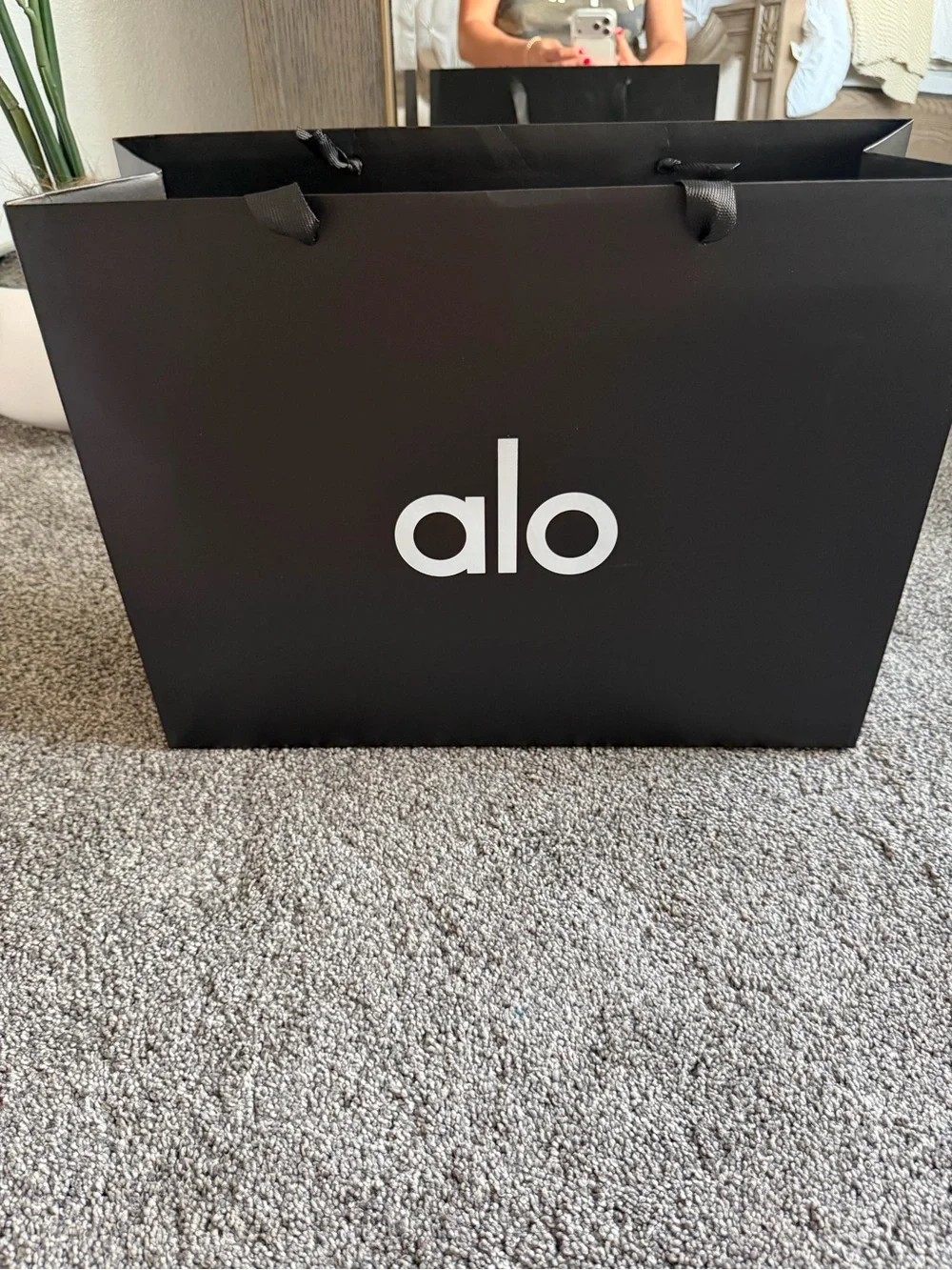 Empty Medium ALO Black Logo Shopping Bag